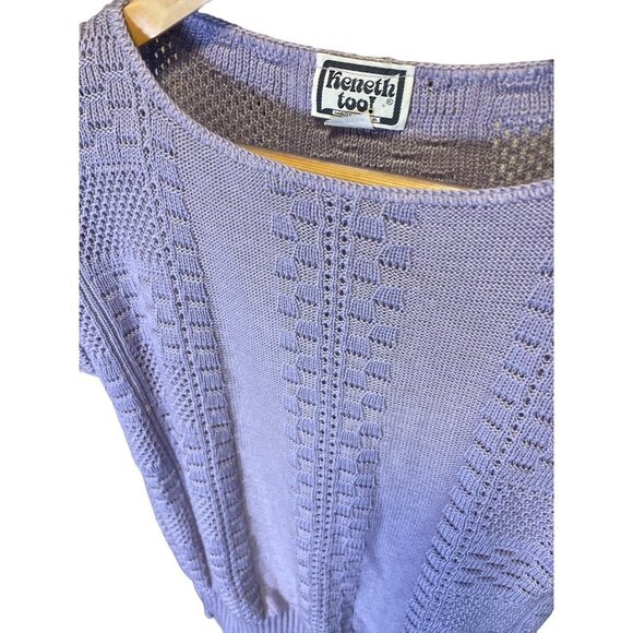 Vintage 90s Keneth Too Purple Short Sleeved Pullover Sweater Sz M - Picture 4 of 9